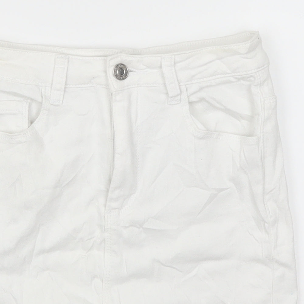 Missguided Womens White  Denim Straight & Pencil Skirt Size 6