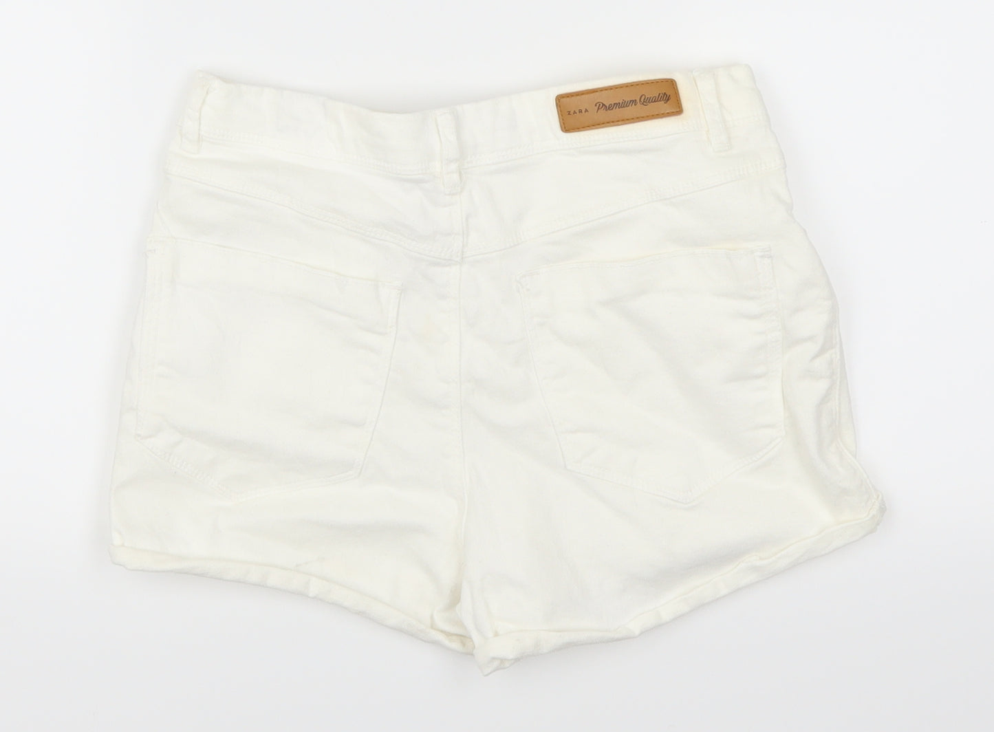 Zara Womens White  Denim Hot Pants Shorts Size 8