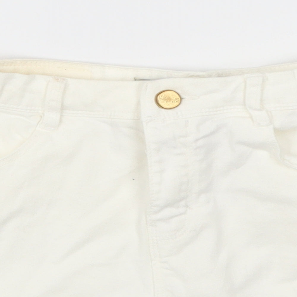 Zara Womens White  Denim Hot Pants Shorts Size 8