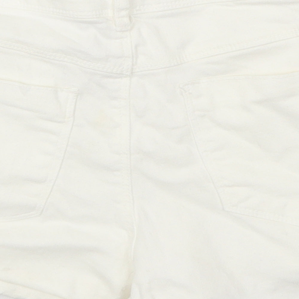 Zara Womens White  Denim Hot Pants Shorts Size 8