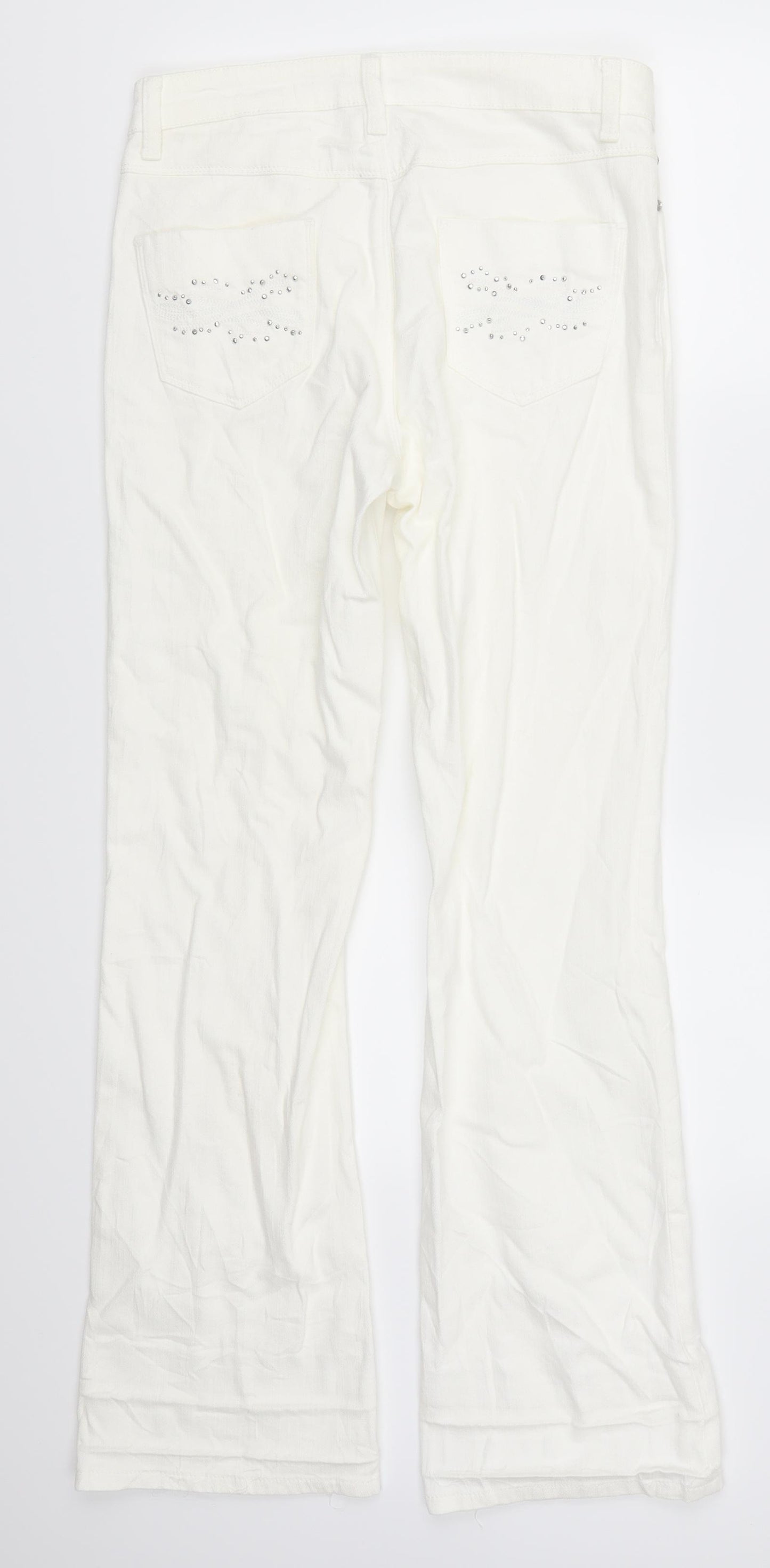 Marks and Spencer Womens White  Denim Bootcut Jeans Size 10 L29 in