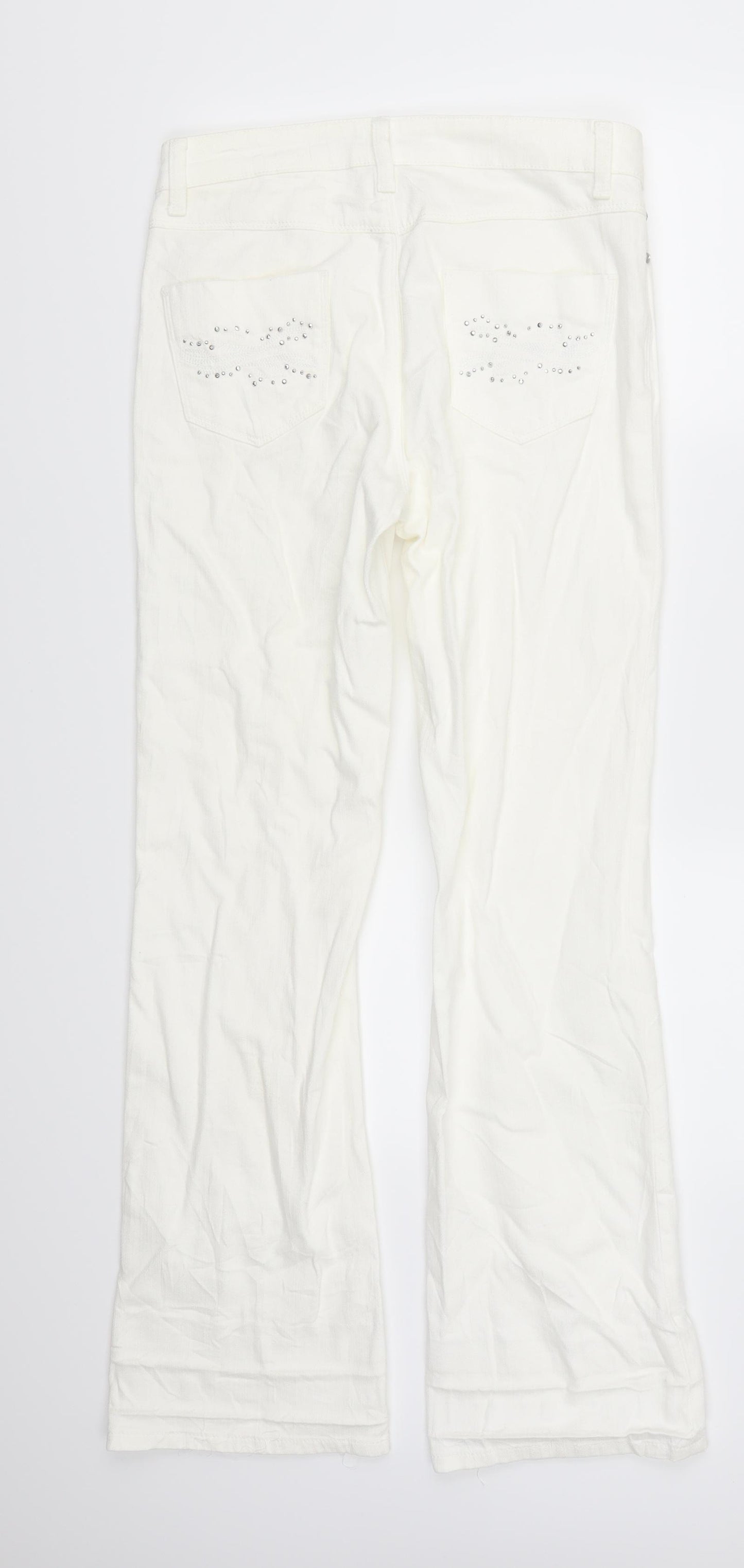Marks and Spencer Womens White  Denim Bootcut Jeans Size 10 L29 in
