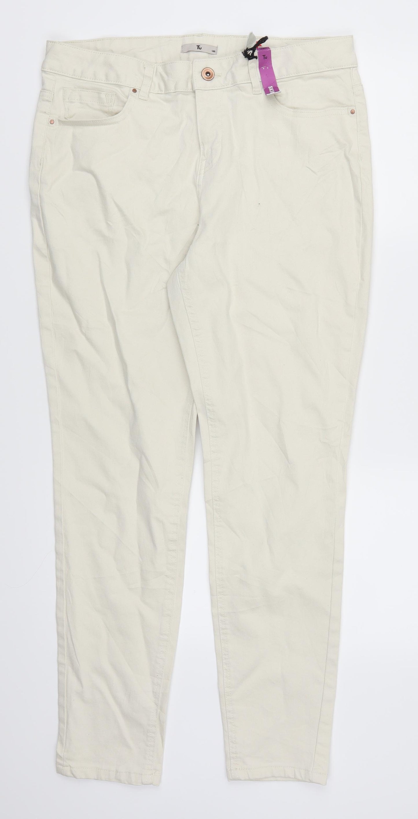 TU Womens Beige  Denim Skinny Jeans Size 14 L28 in