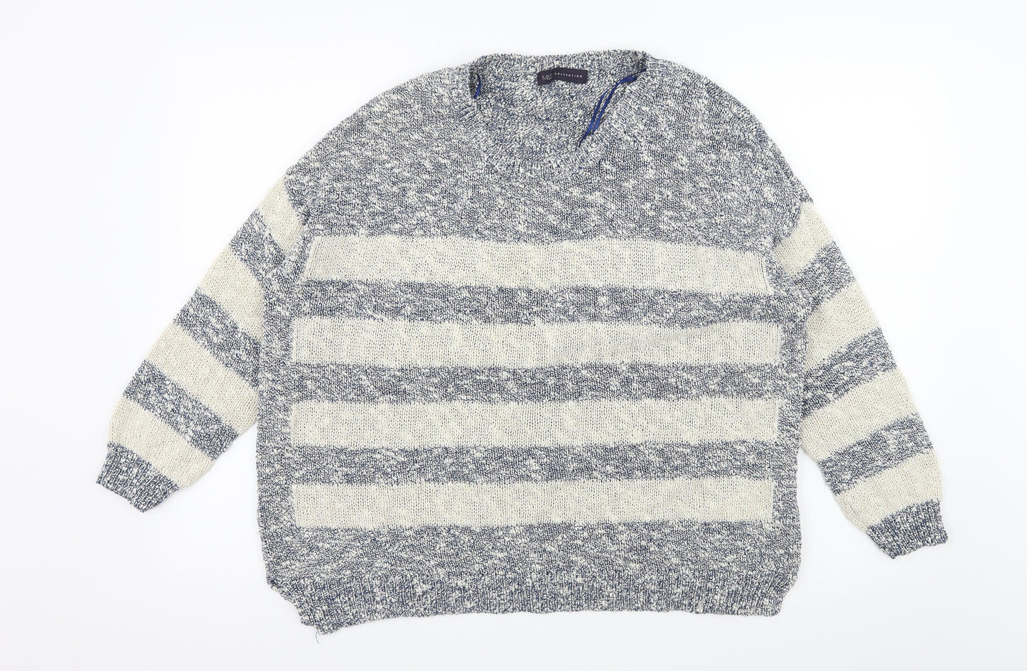 Marks and Spencer Womens Blue Striped Knit Pullover Jumper Size 18