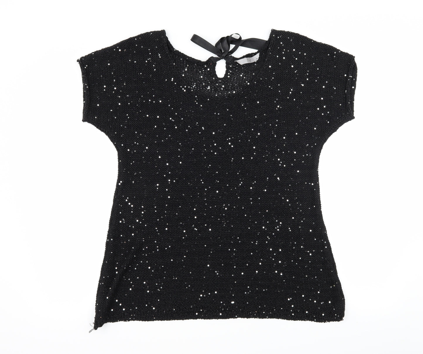 New Look Womens Black  Knit Basic T-Shirt Size 16