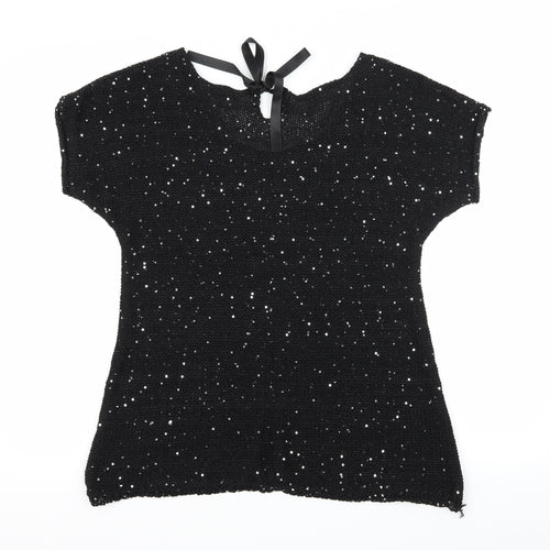 New Look Womens Black  Knit Basic T-Shirt Size 16