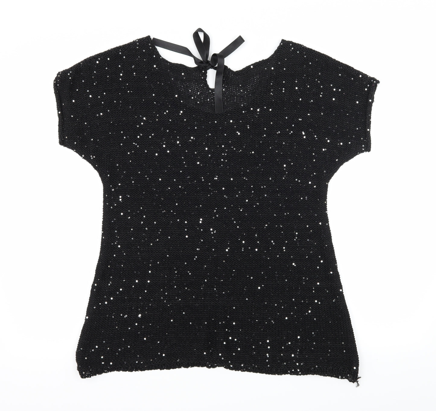 New Look Womens Black  Knit Basic T-Shirt Size 16
