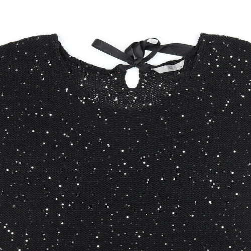 New Look Womens Black  Knit Basic T-Shirt Size 16
