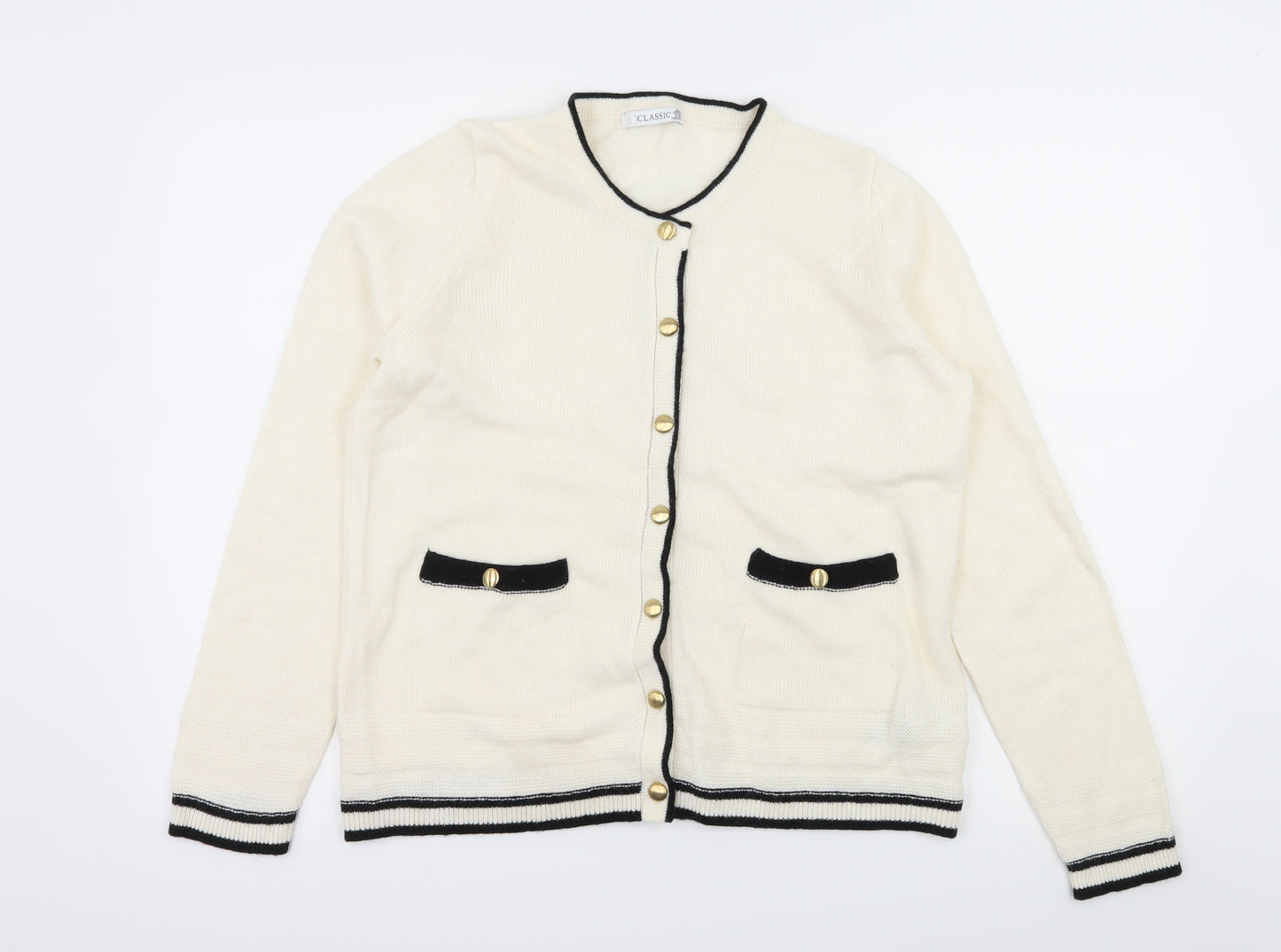 Marks and Spencer Womens White  Knit Cardigan Jumper Size 12