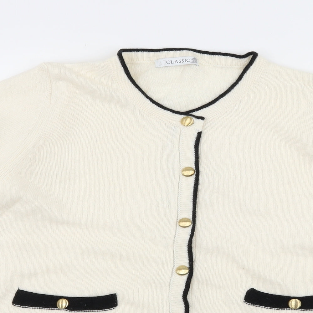 Marks and Spencer Womens White  Knit Cardigan Jumper Size 12