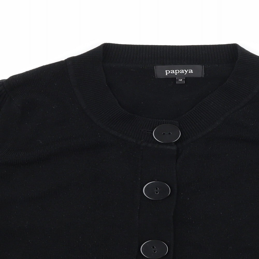 Papaya Womens Black  Knit Cardigan Jumper Size 12