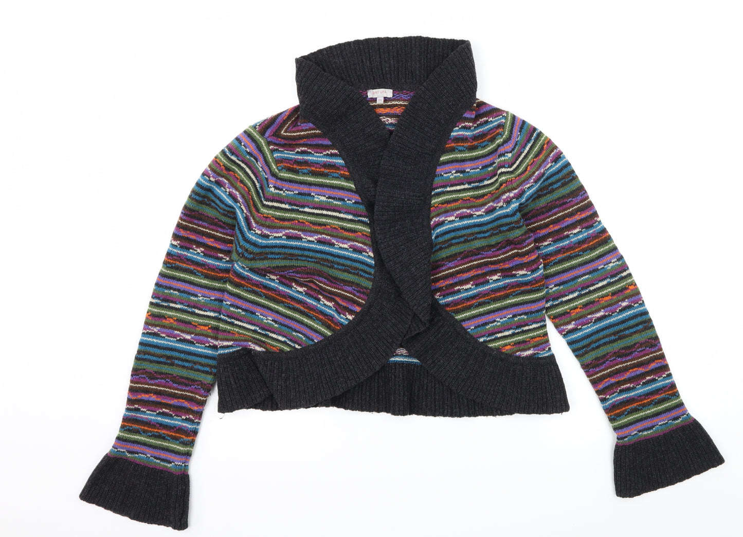 Per Una Womens Multicoloured Striped Knit Cardigan Jumper Size M
