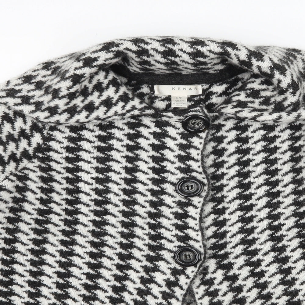Kenar Womens Brown Houndstooth Knit Cardigan Jumper Size S