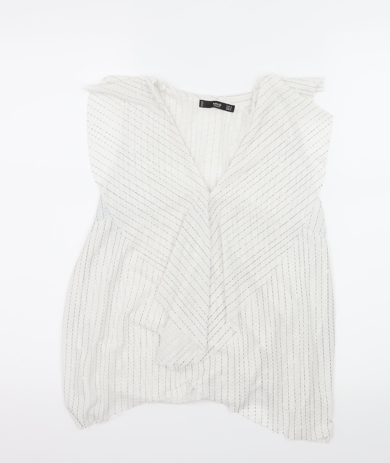 Mango Womens White Striped  Basic Blouse Size M