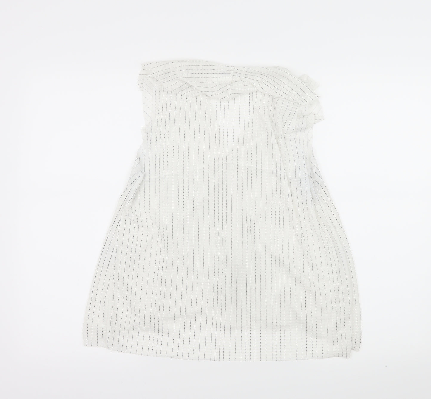 Mango Womens White Striped  Basic Blouse Size M