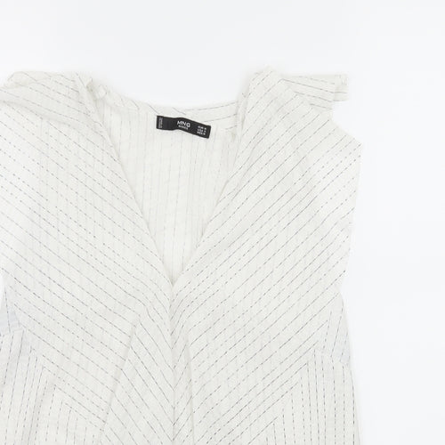 Mango Womens White Striped  Basic Blouse Size M