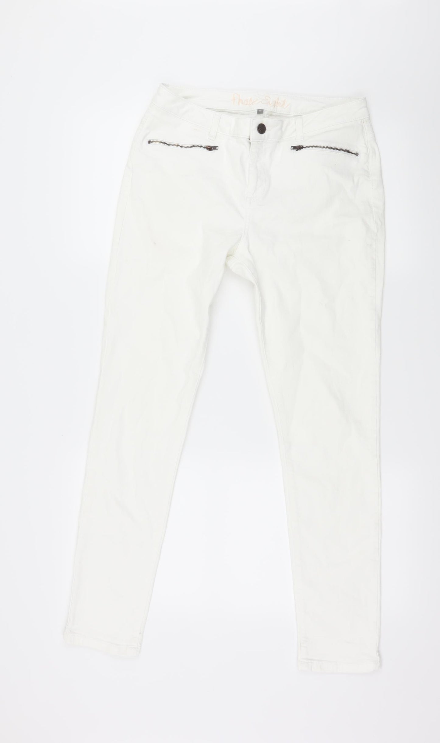 Phase Eight Womens White  Denim Skinny Jeans Size 12 L28 in