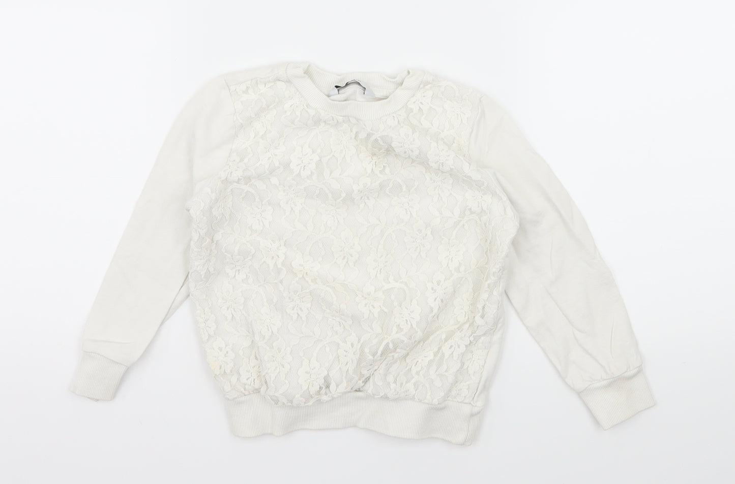 George Girls White Floral Lace Pullover Sweatshirt Size 3-4 Years  - Lace front