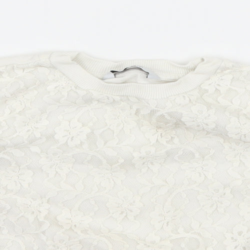 George Girls White Floral Lace Pullover Sweatshirt Size 3-4 Years  - Lace front