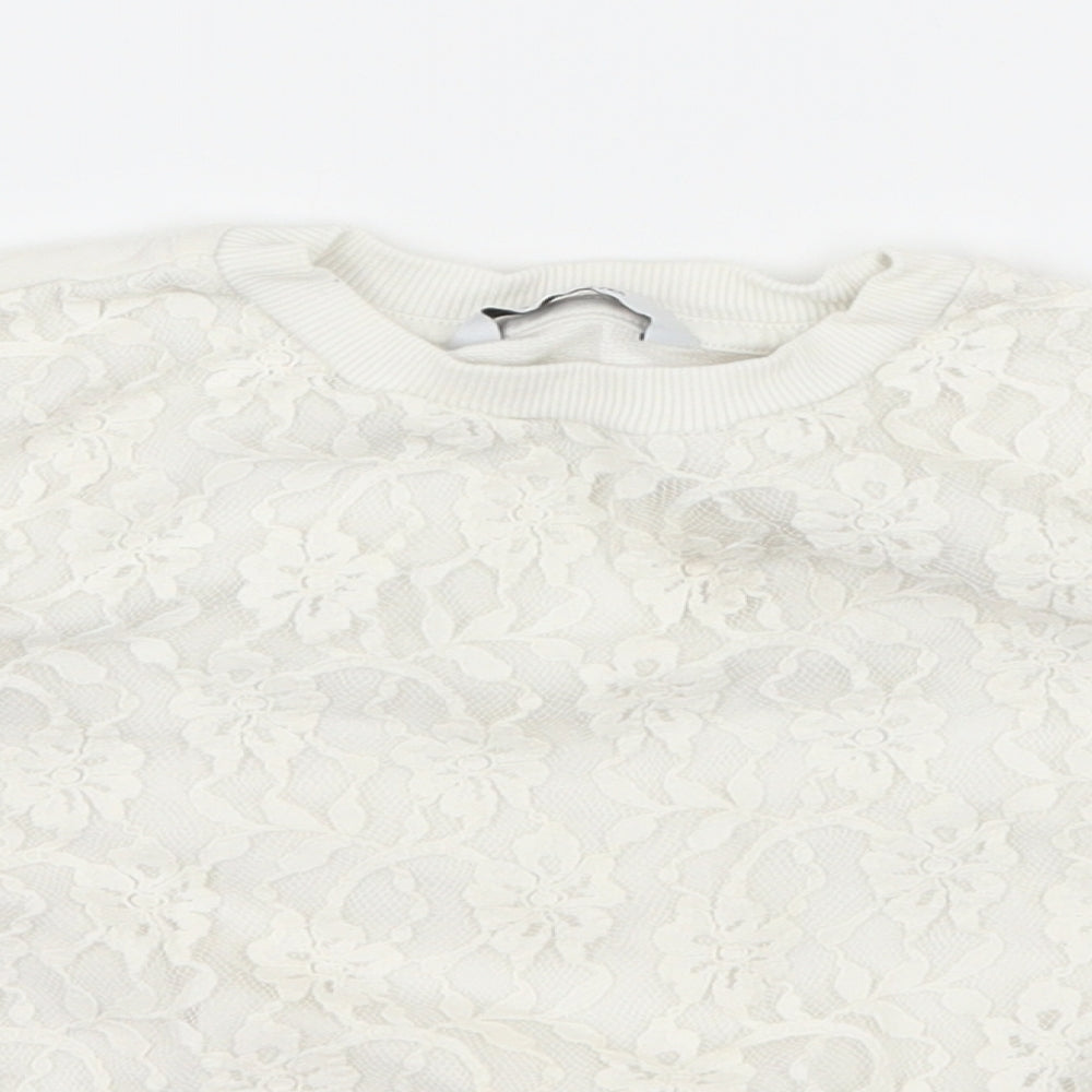 George Girls White Floral Lace Pullover Sweatshirt Size 3-4 Years  - Lace front
