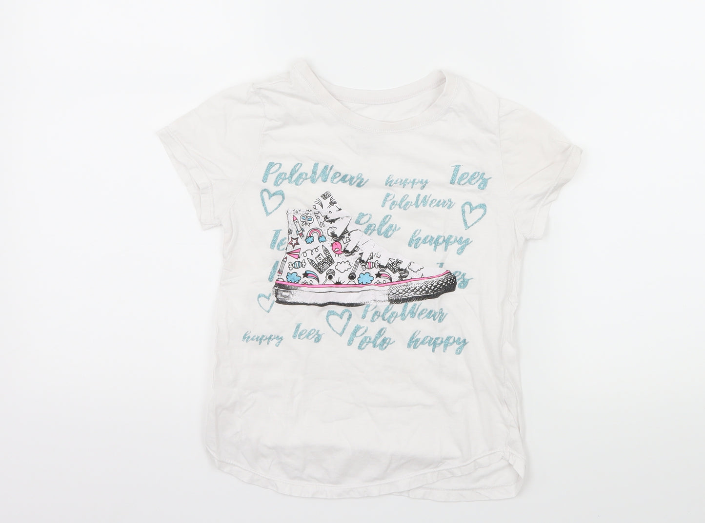 Polo Wear Girls White  Jersey Basic T-Shirt Size 8 Years  - Polo Wear Tees