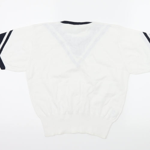 Country Casuals Womens White Striped Knit Basic T-Shirt Size S