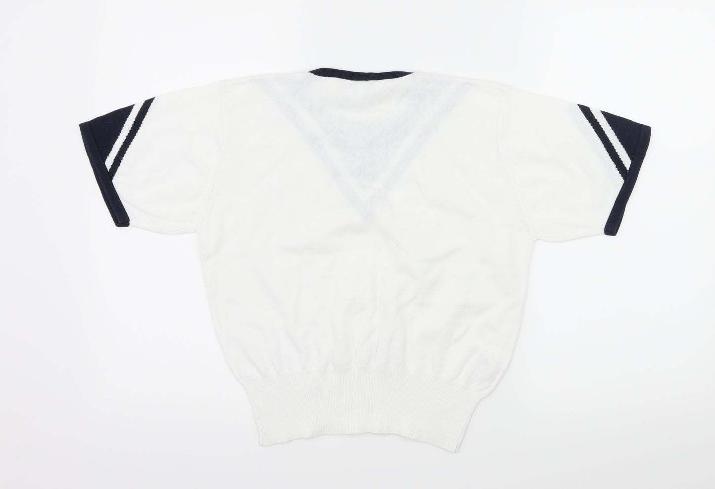 Country Casuals Womens White Striped Knit Basic T-Shirt Size S