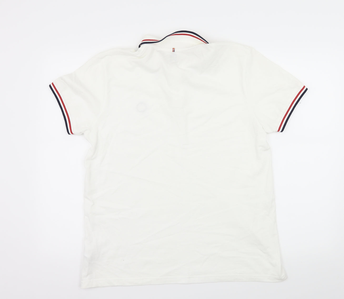 Pretty Green Mens White Striped Jersey  Polo Size L