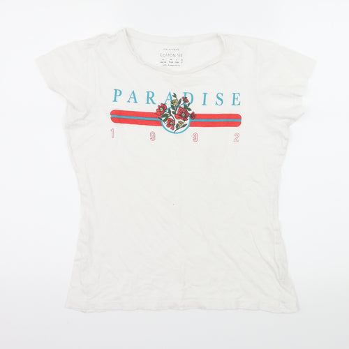 Primark Womens White  Jersey Basic T-Shirt Size 10  - Paradise