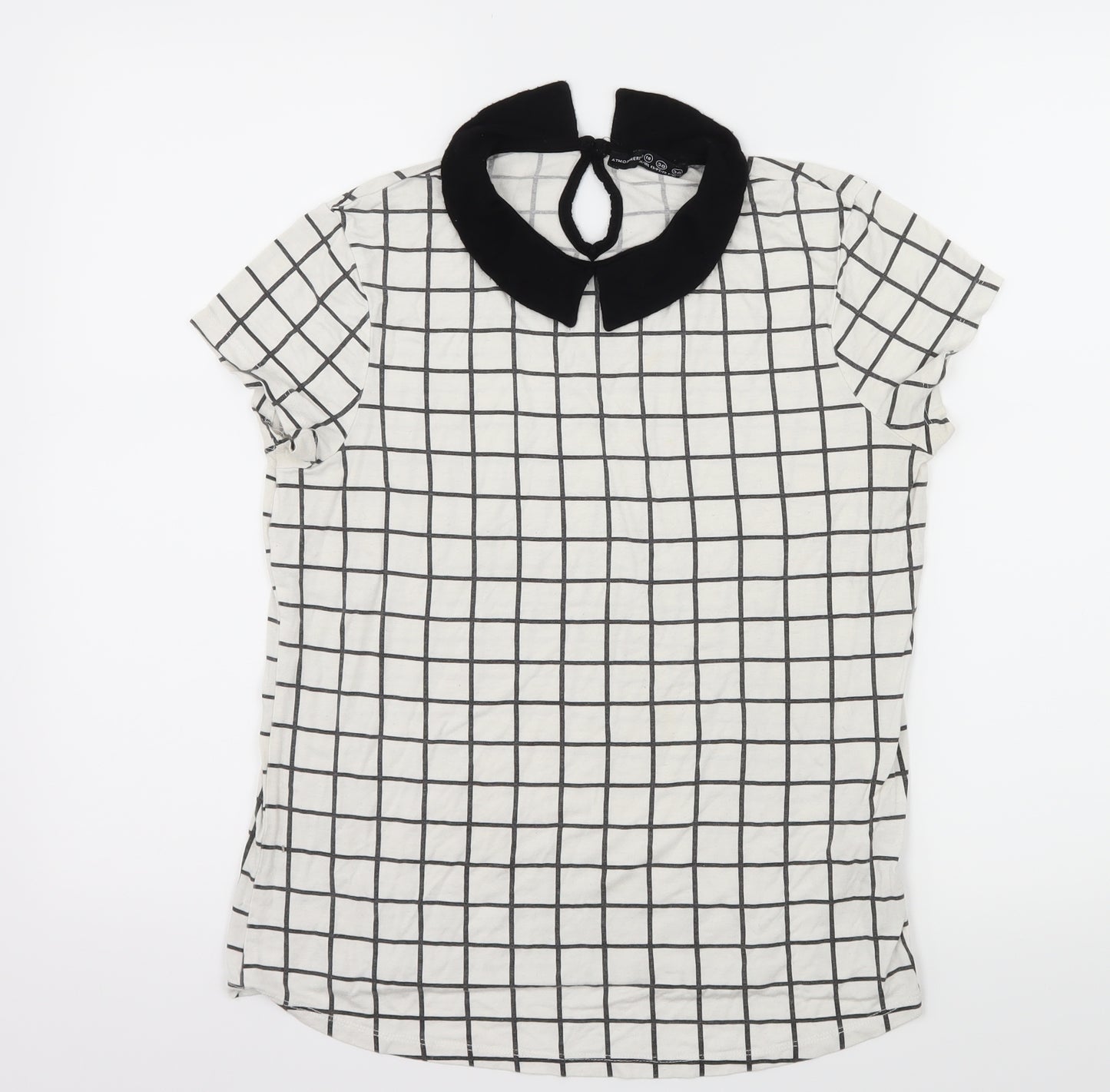 Atmosphere Womens White Check Jersey Basic T-Shirt Size 10