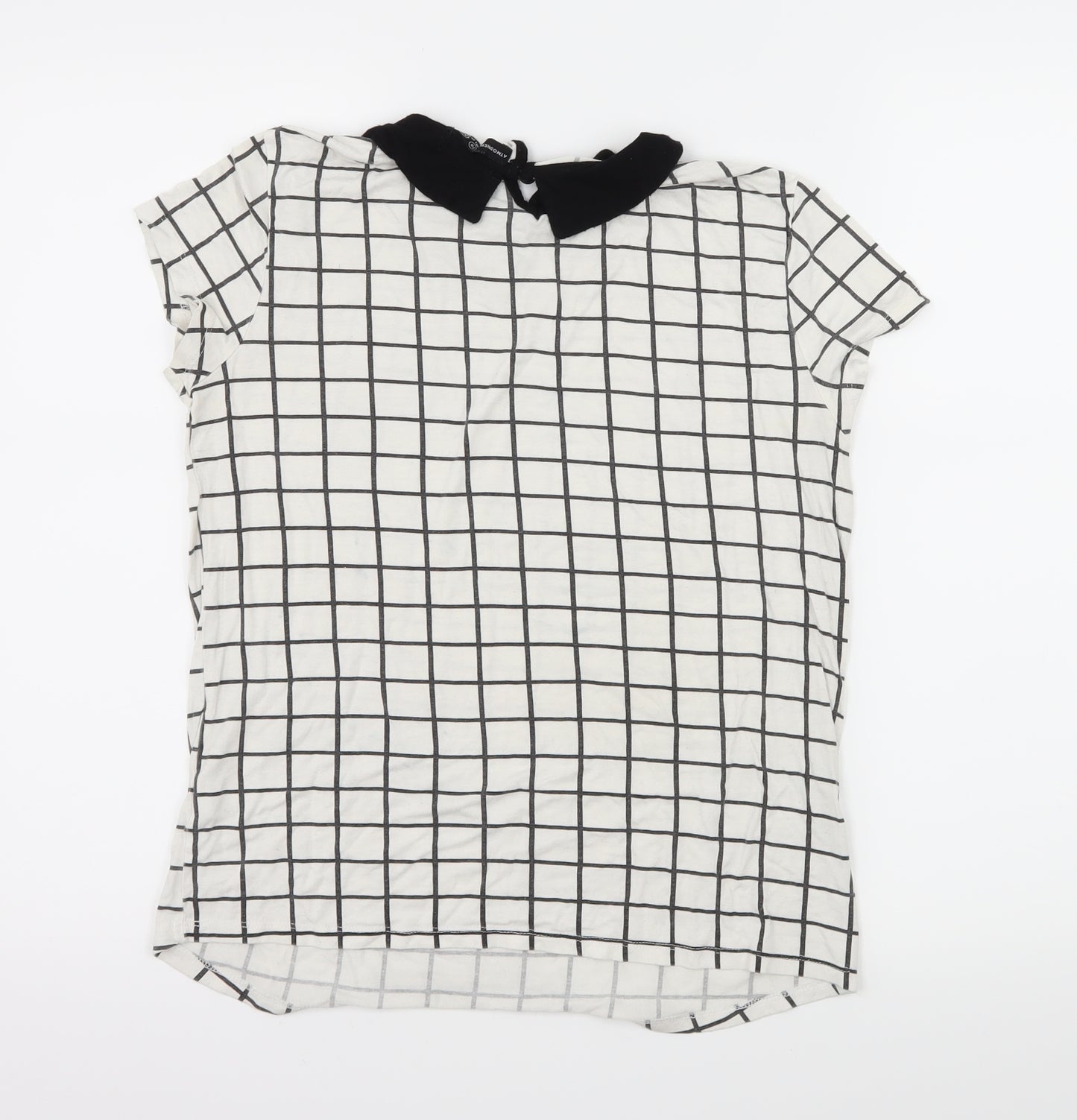 Atmosphere Womens White Check Jersey Basic T-Shirt Size 10