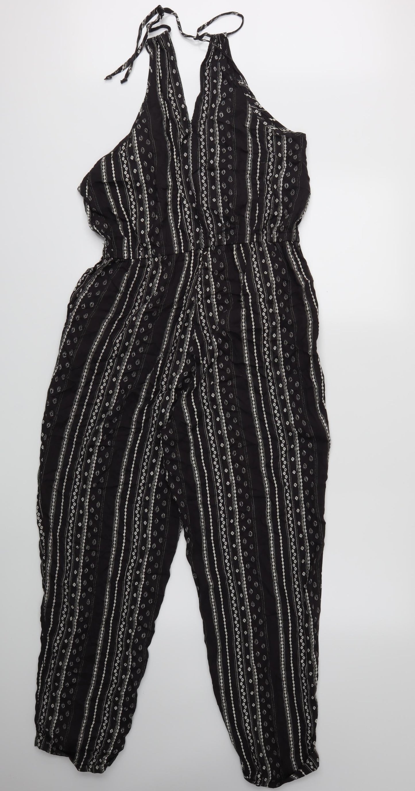 Fat Face Womens Black Geometric  Jumpsuit One-Piece Size 10