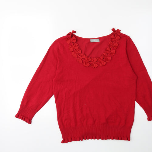 Per Una Womens Red  Knit Pullover Jumper Size 14