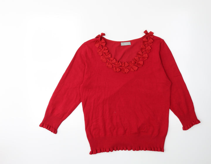 Per Una Womens Red  Knit Pullover Jumper Size 14