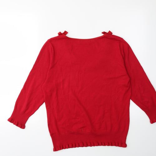Per Una Womens Red  Knit Pullover Jumper Size 14