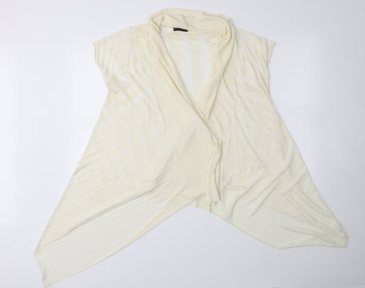Front view of Principles women’s gold striped cardigan jumper, size UK 16