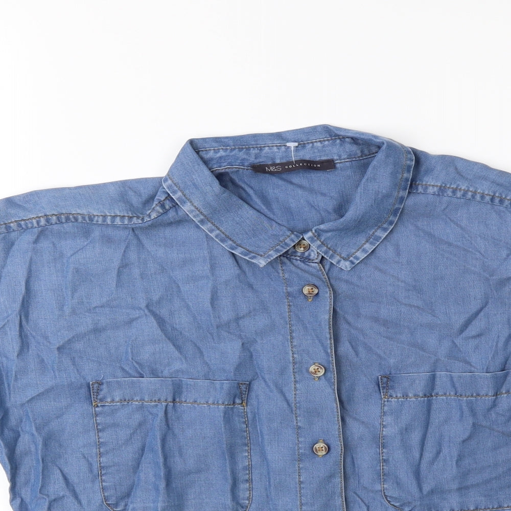 Marks and Spencer Womens Blue   Basic Button-Up Size 8