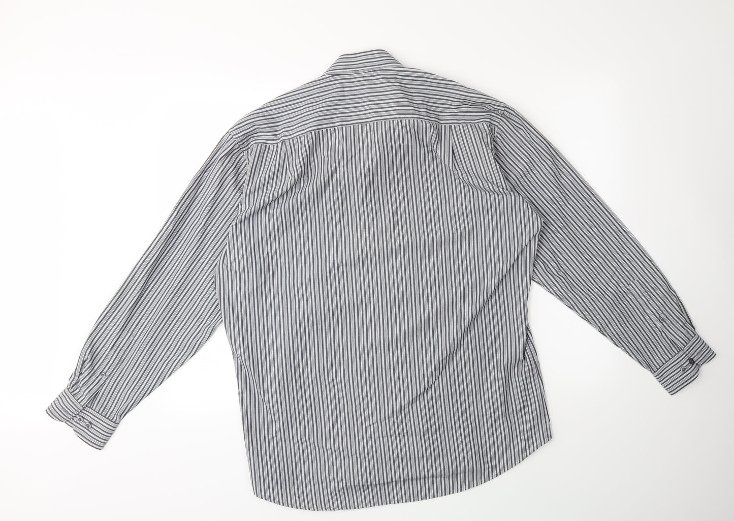 Woolworths Mens Grey Striped   Dress Shirt Size 16