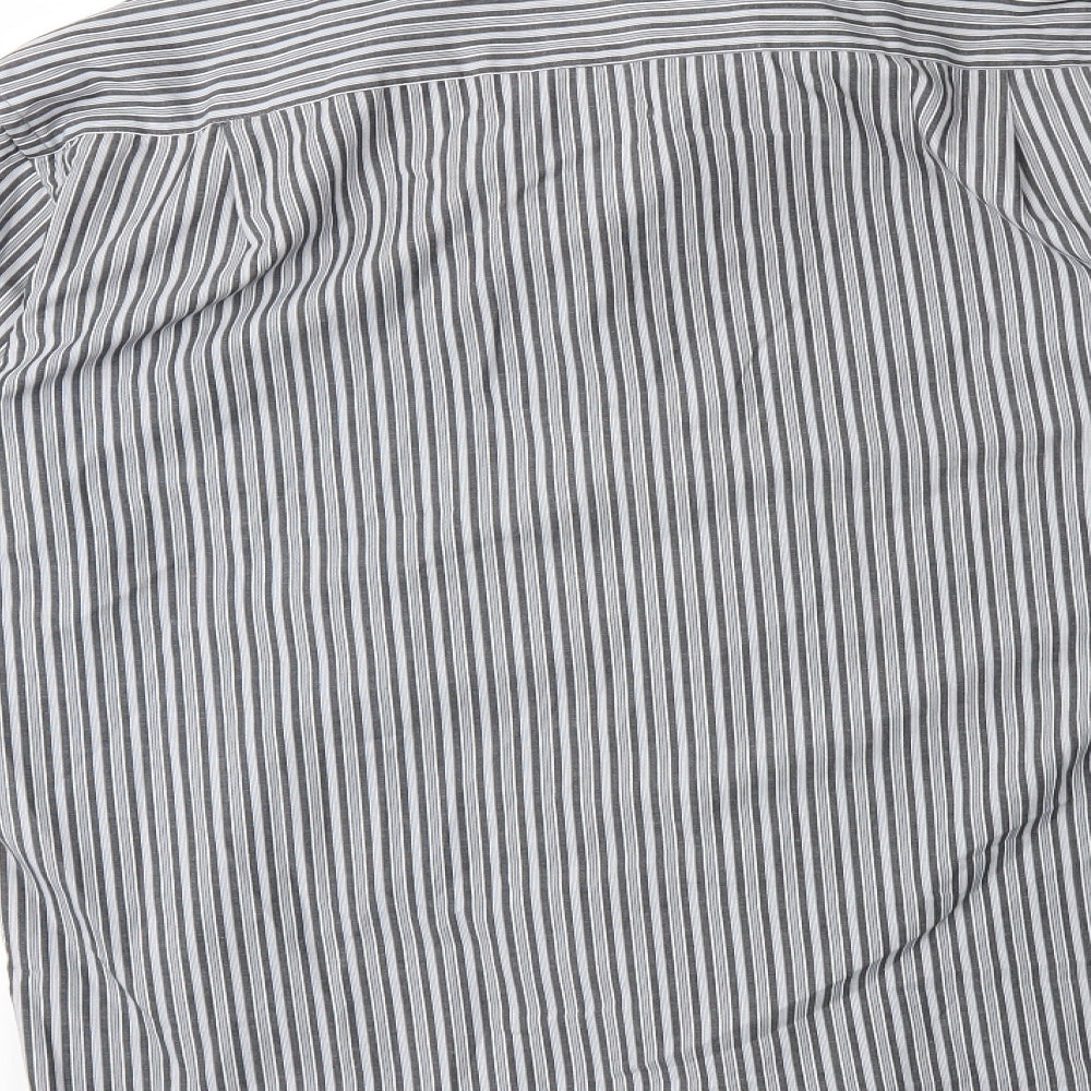 Woolworths Mens Grey Striped   Dress Shirt Size 16