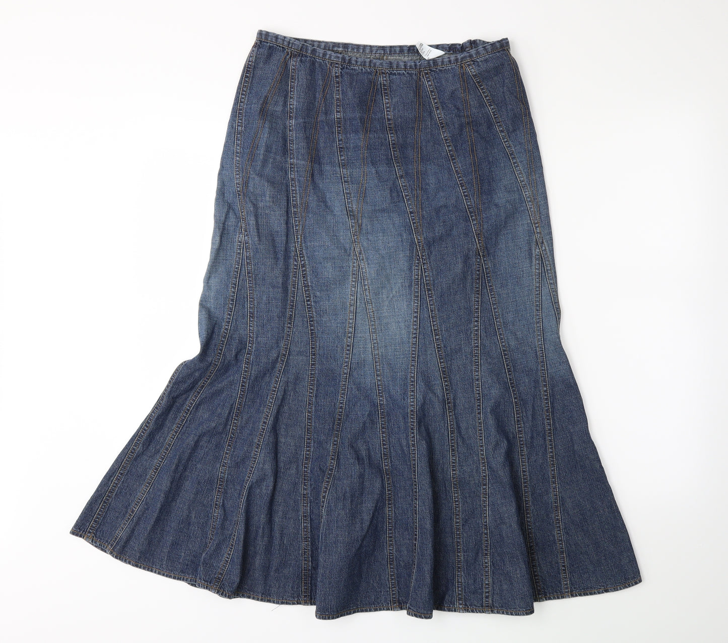 Marks and Spencer Womens Blue  Denim Pleated Skirt Size 10