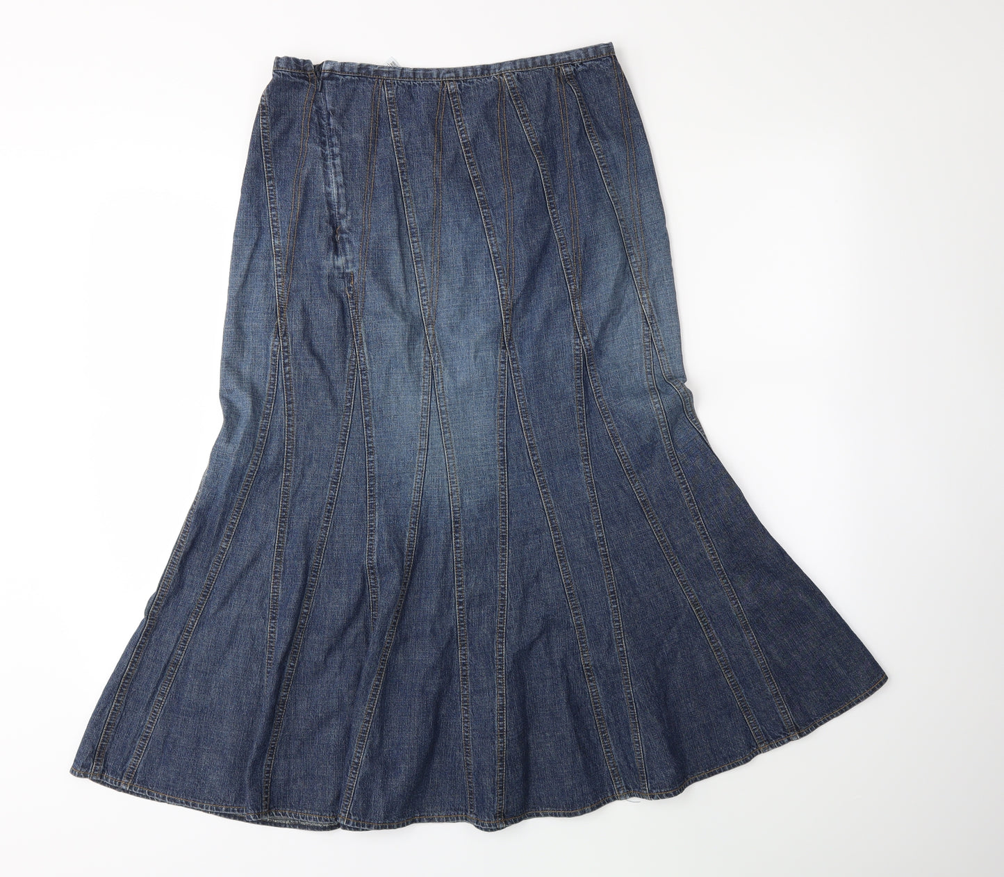 Marks and Spencer Womens Blue  Denim Pleated Skirt Size 10