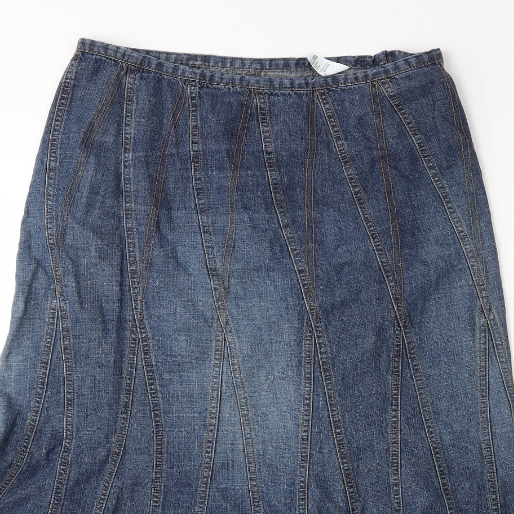 Marks and Spencer Womens Blue  Denim Pleated Skirt Size 10