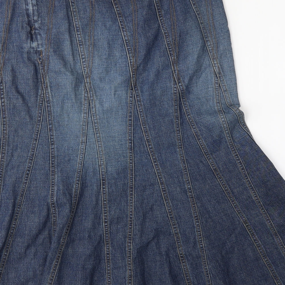 Marks and Spencer Womens Blue  Denim Pleated Skirt Size 10
