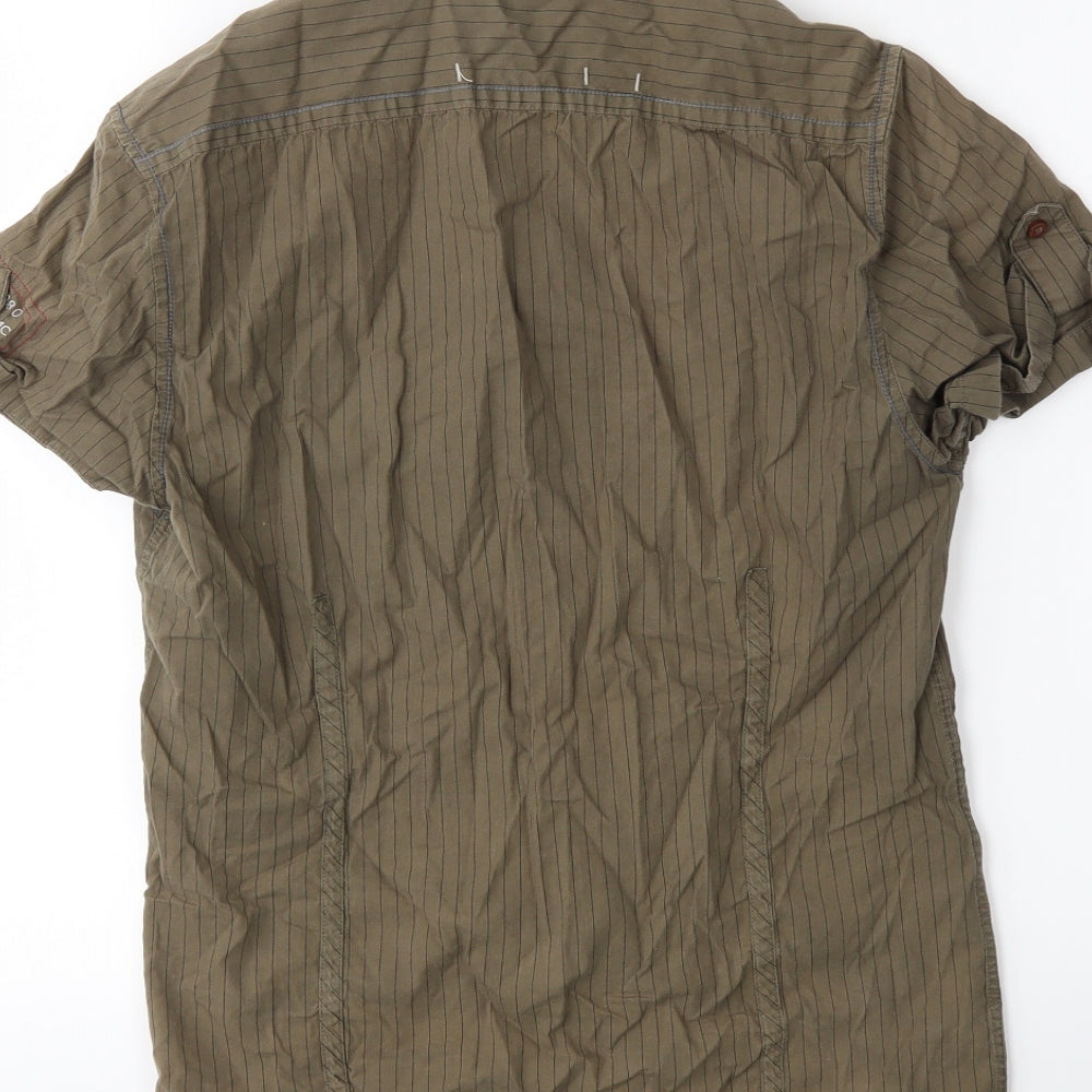 River Island Mens Green Striped   Button-Up Size XS