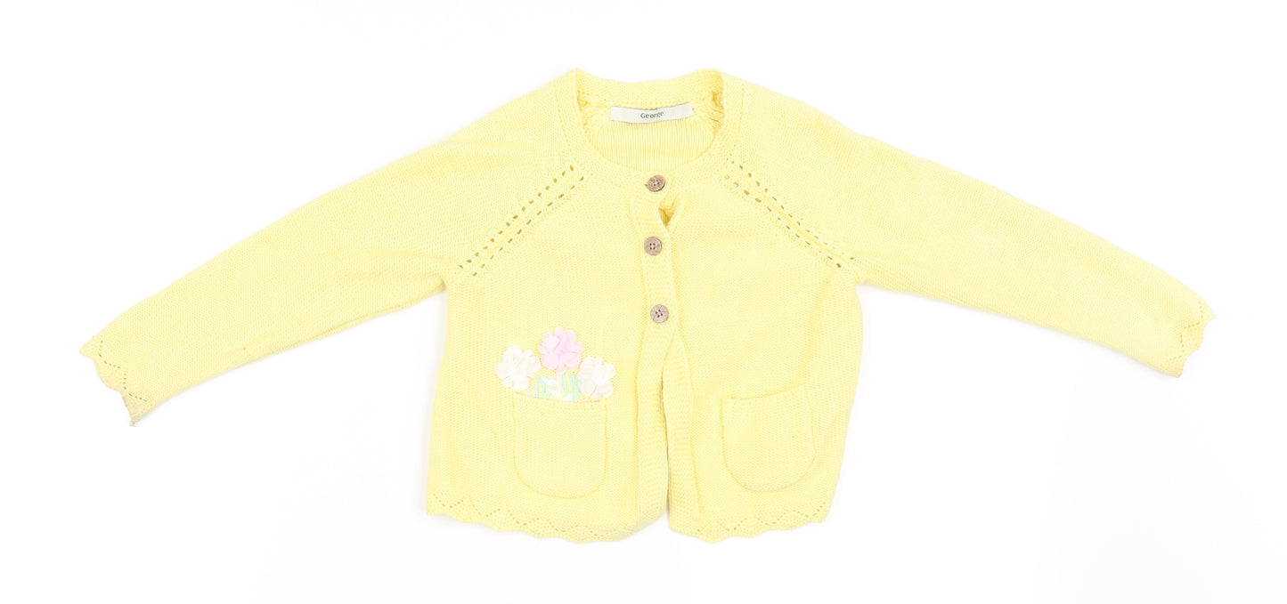 George Girls Yellow   Cardigan Jumper Size 2 Years