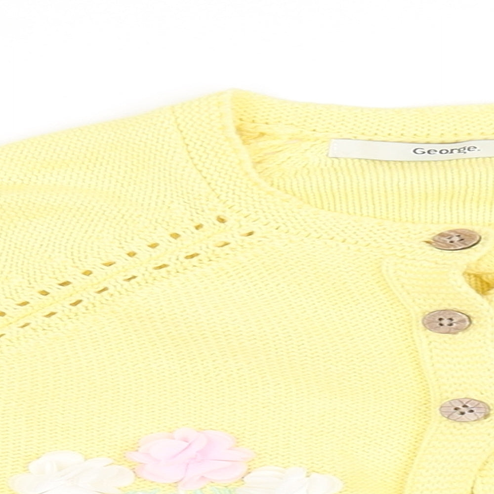 George Girls Yellow   Cardigan Jumper Size 2 Years