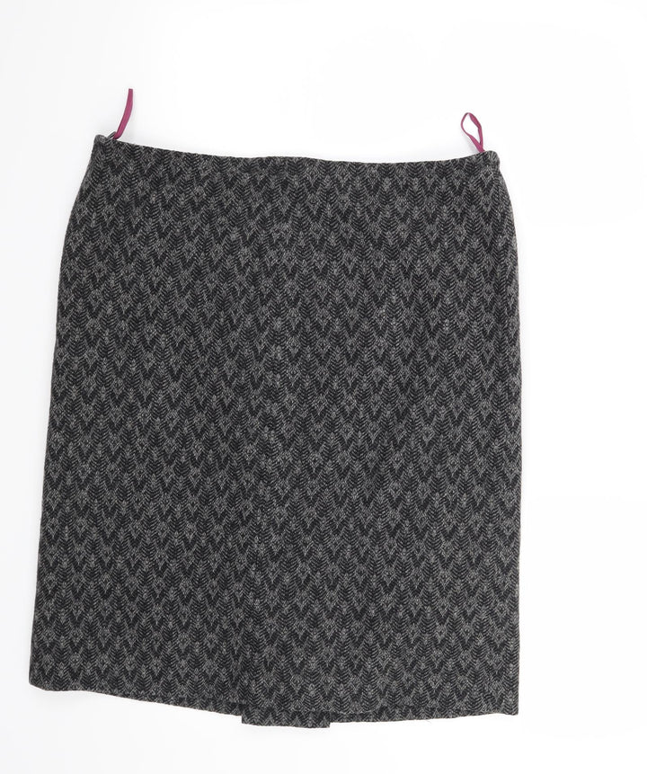 Preworn Womens Grey Geometric A-Line Skirt