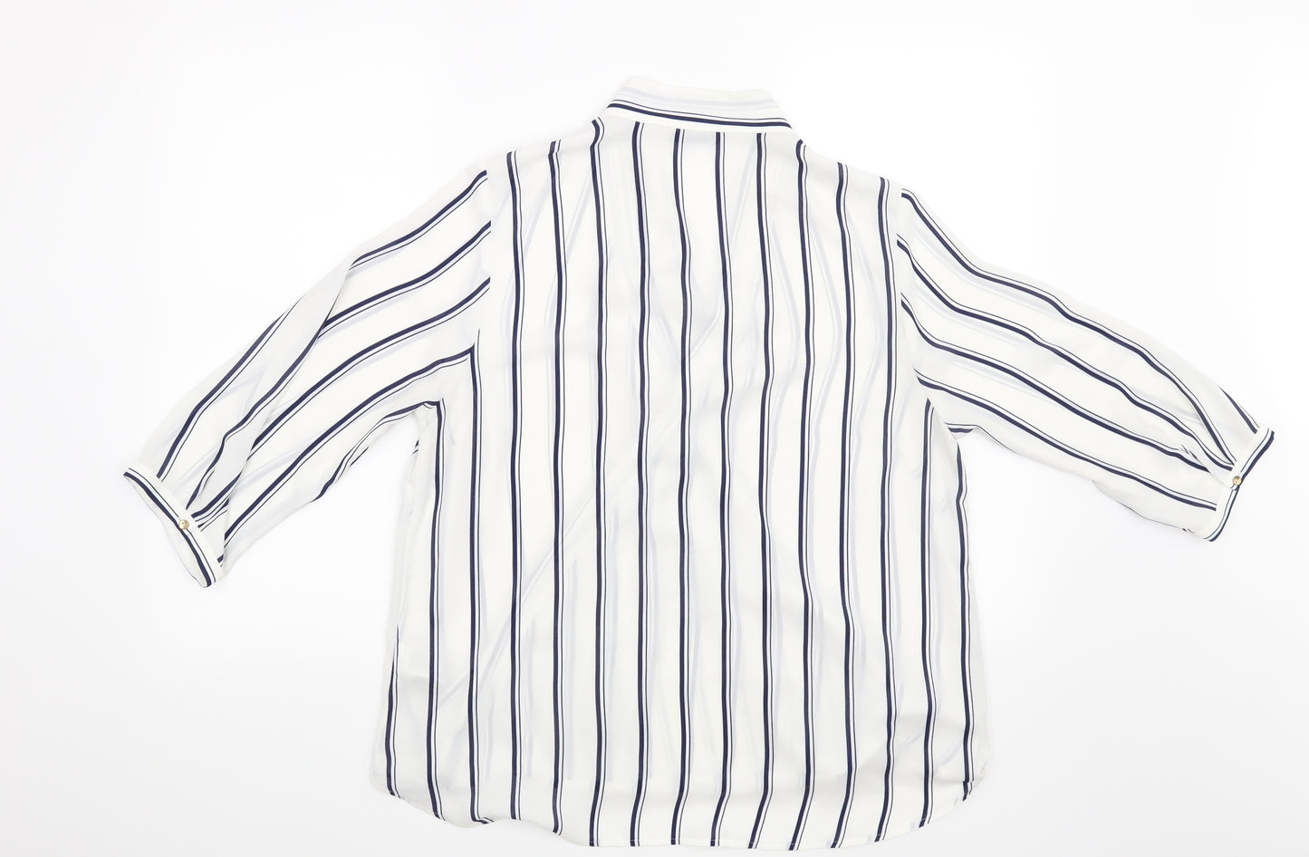 Marks and Spencer Womens White Striped  Basic Blouse Size 14