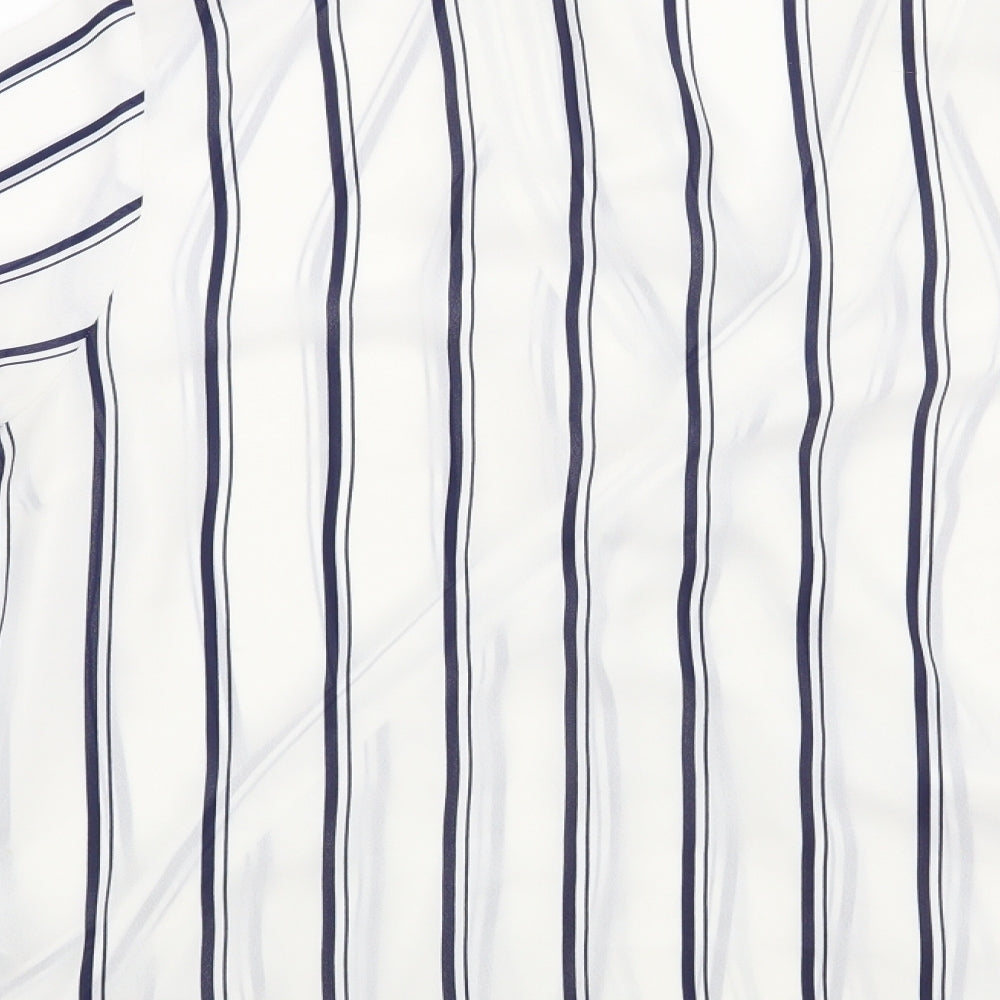 Marks and Spencer Womens White Striped  Basic Blouse Size 14