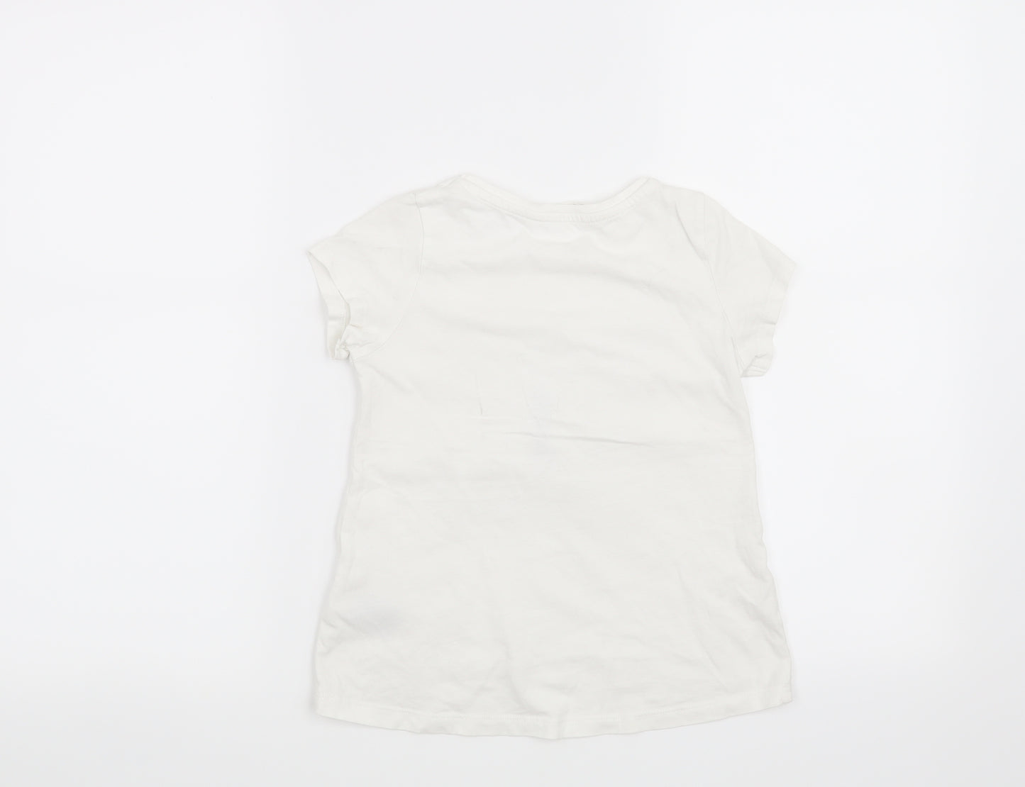 H&M Girls White   Basic T-Shirt Size 7-8 Years  - Butterfly
